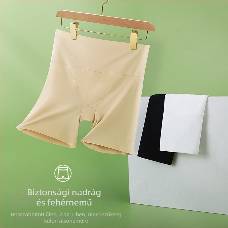 Magas derekú Ice Silk seamless safety nadrág nőknek, 3/4 hossz, plusz méret, pamut gusset-tel és láthatatlan csípőemelő bázissal