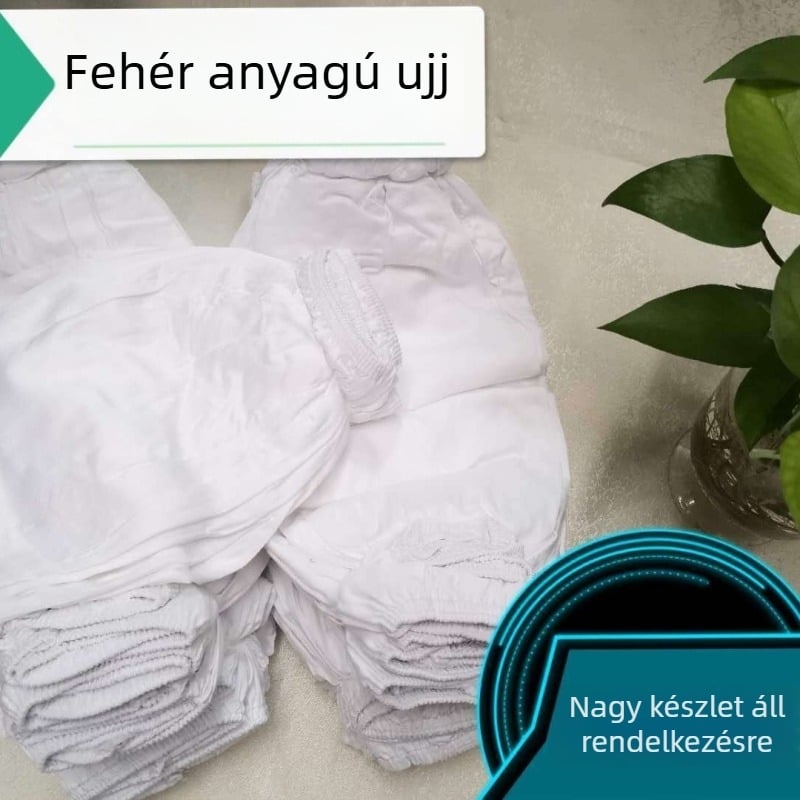 Fehér vászon ujjvédők az élelmiszeripar számára, konyhák és éttermek részére, vékony kivitel
