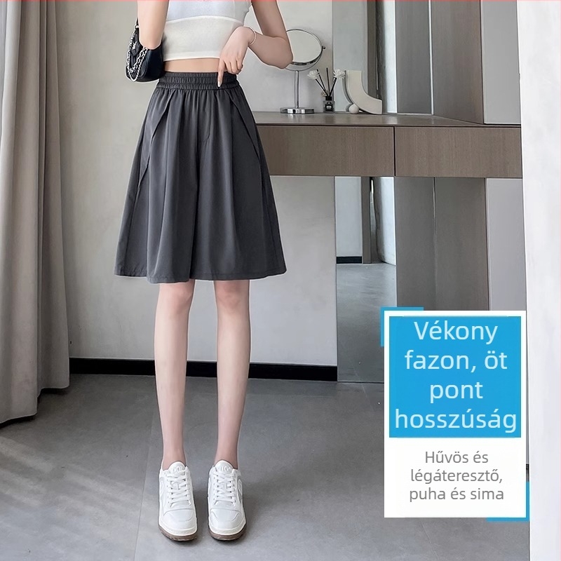 Női gyorsan száradó skort, magas derék, laza szabású, capri hossz, nyári sportos mindennapokra.