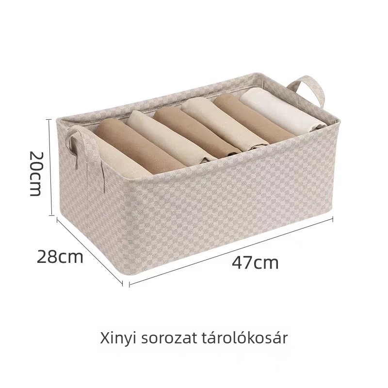 Kockás mintázatú ruhatároló doboz, 26 literes, összecsukható és mosható, otthoni rendezővel, keret: 3,8 mm acél és PP lemez