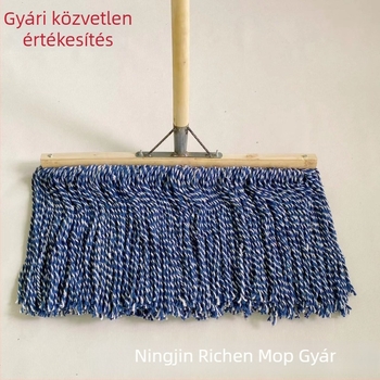 Pamut fonalas lapos mop fa nyéllel, nagy fej