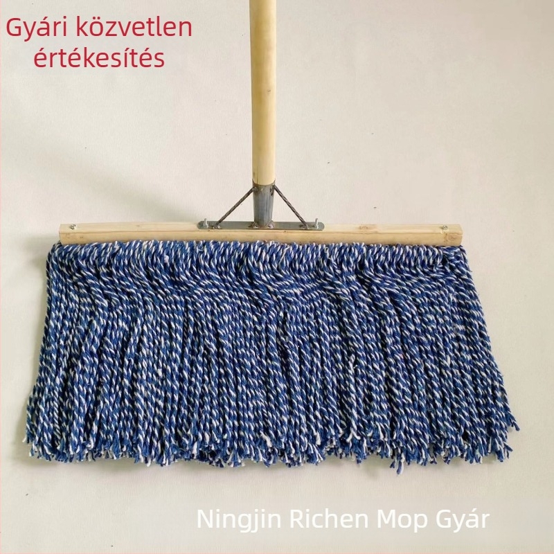 Pamut fonalas lapos mop fa nyéllel, nagy fej