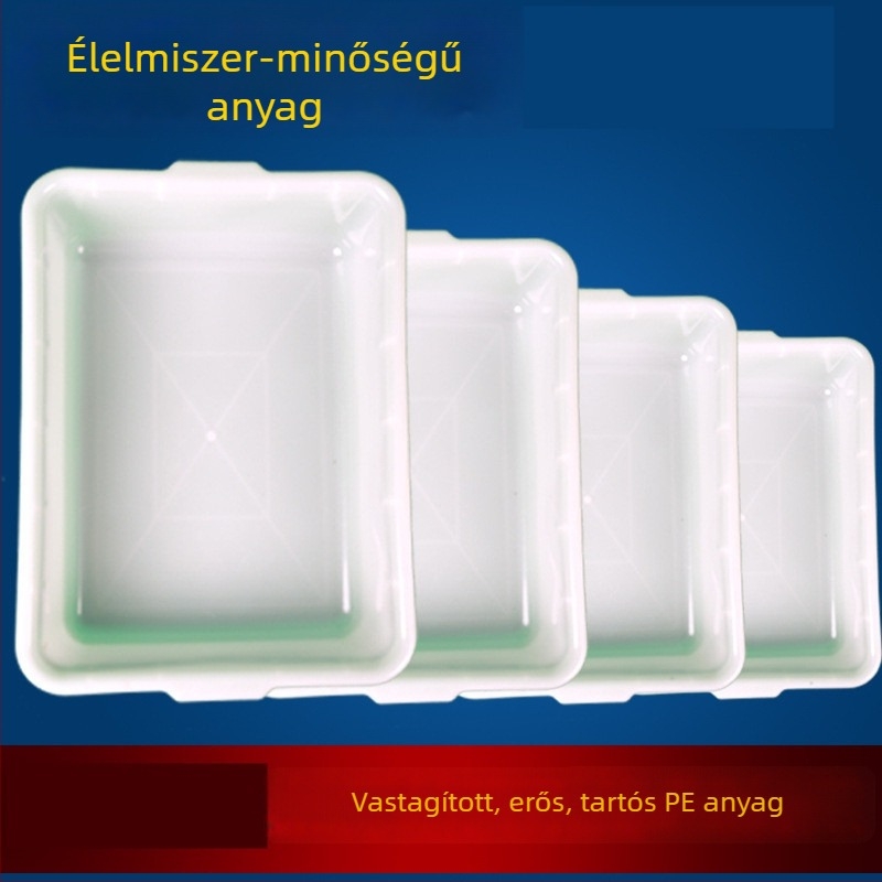 Fehér vastagított műanyag téglalap alakú fagyasztótálca élelmiszerek tárolására, 2 L, fedél nélkül, rakható