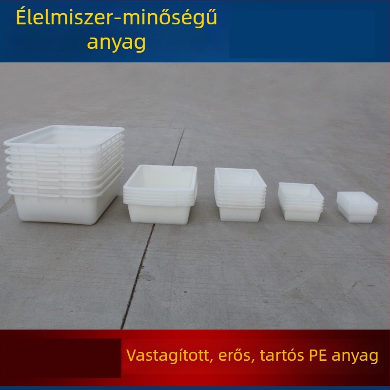 Fehér vastagított műanyag téglalap alakú fagyasztótálca élelmiszerek tárolására, 2 L, fedél nélkül, rakható