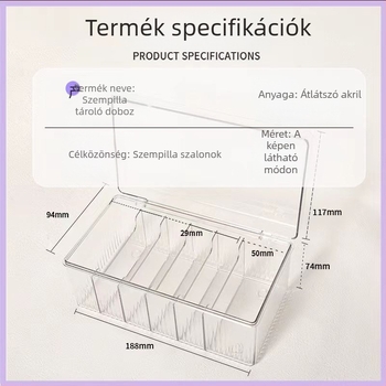 Akril szempilla eszközök tároló doboza fedővel