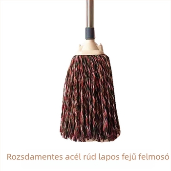 Lapos felmosó rozsdamentes acél rúddal, vízfelvevő pamutszálas mop háztartási használatra