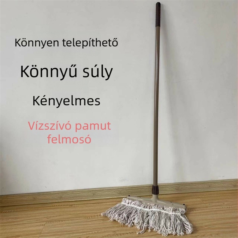 Pamutfonalas tisztító mop, nedvszívó, kézzel csavarható, műanyag maggal, iskolai és otthoni használatra