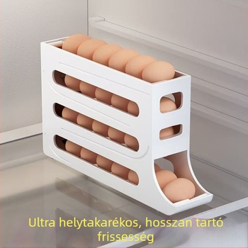 Négy rétegű csúszó tojástartó hűtőhöz, automatikus gördülő tojásos tál, konyhai tojás tároló