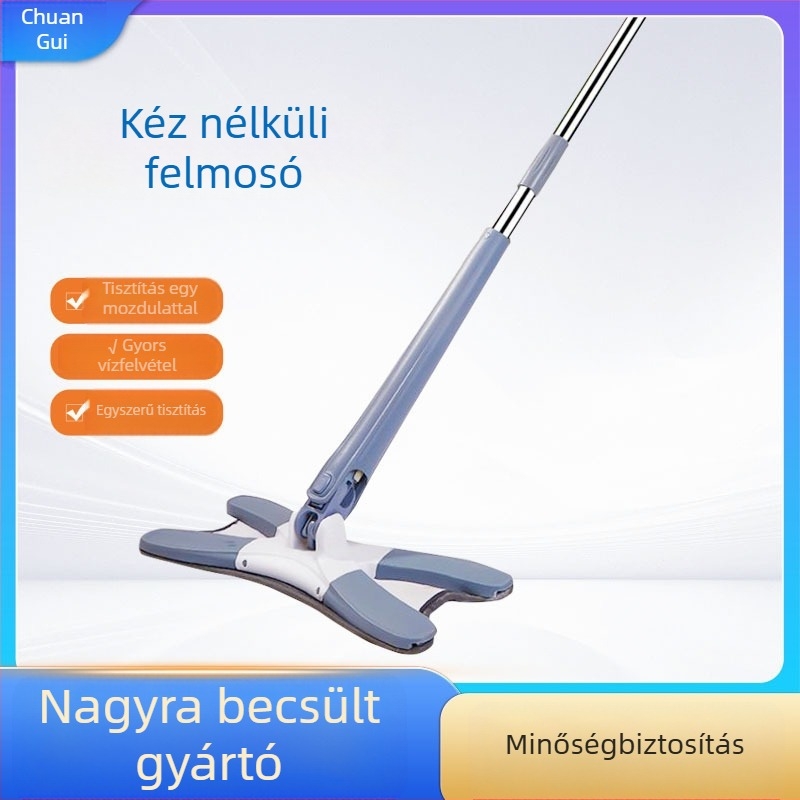 Butterfly lapos mop a nappali, hálószoba és konyha tisztítására; érintésmentes poreltávolítás; száraz és nedves kettős használat; mikroszálas nedvszívó és olajfolt eltávolító mop.