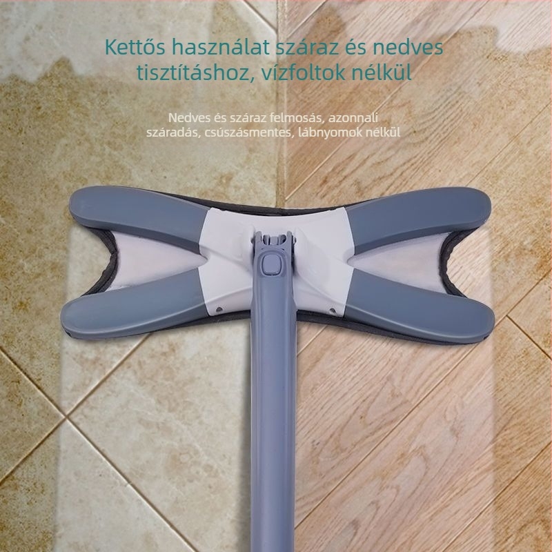 Butterfly lapos mop a nappali, hálószoba és konyha tisztítására; érintésmentes poreltávolítás; száraz és nedves kettős használat; mikroszálas nedvszívó és olajfolt eltávolító mop.