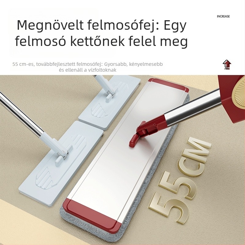 Háztartási lapos felmosó – nedves és száraz kettős használat, mikroszálas, kerámia és fa padlóhoz, nagy méret
