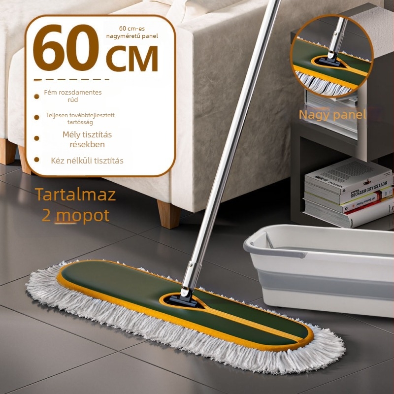 Nagy méretű sík felmosó, 2025-ös új modell, száraz és nedves kettős használatra, otthoni és kereskedelmi használatra, tartalmaz egy mop kendőt