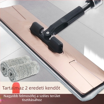Nagy felületekhez ideális lapos felmosó, kézi nyomás nélkül, textil fej klipszes fejjel, háztartási erőmegtakarítás
