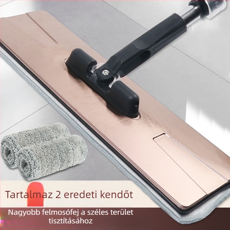 Nagy felületekhez ideális lapos felmosó, kézi nyomás nélkül, textil fej klipszes fejjel, háztartási erőmegtakarítás