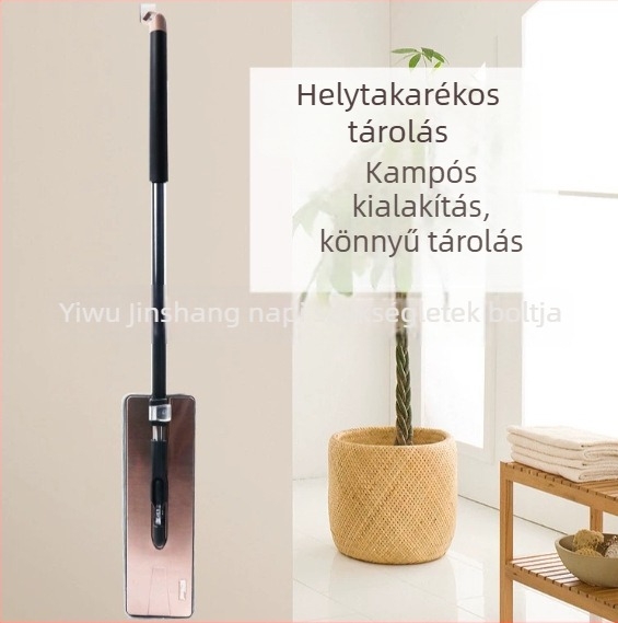 Flat mop nagy felületekhez mikroszálas fejjel és csipeszes fejjel, kéz nélkül tisztítás, otthoni eszköz