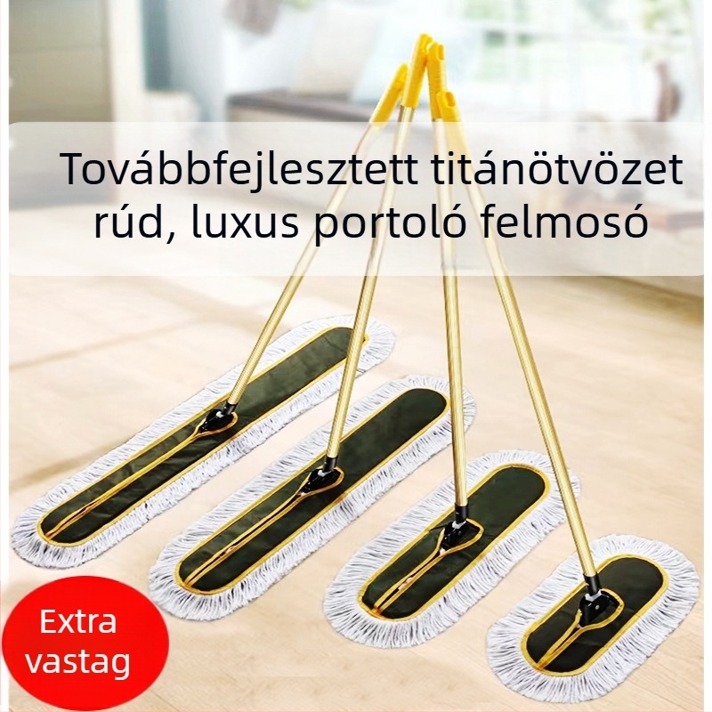 Lapos mop pamutfonallal, nagy méret, ipari tisztítás hotels és üzemek számára, teleszkópos alumínium fogantyú — Yumin