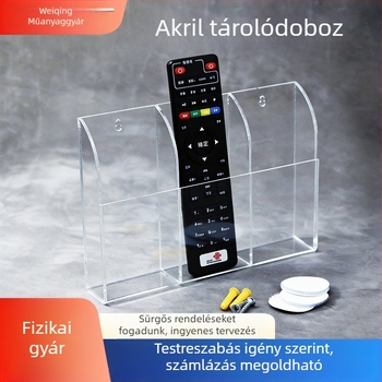 Akril tároló a távirányítókhoz — falra szerelhető, több rekesz (1–3), átlátszó, modern dizájn