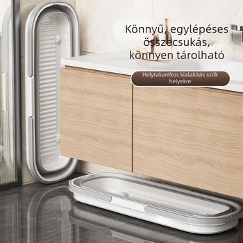 Összecsukható téglalap alakú felmosó vödör lapos felmosófejjel, háztartási tisztításra