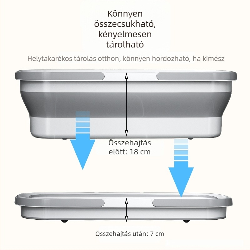 Összecsukható téglalap alakú felmosó vödör lapos felmosófejjel, háztartási tisztításra