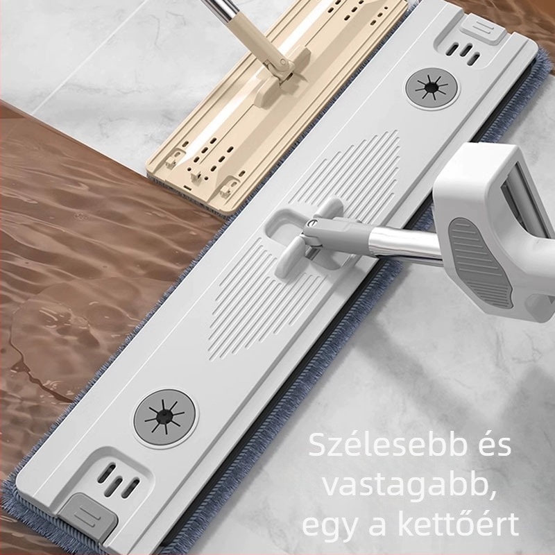 Nagy méretű háztartási forgófejes lapos felmosó, abszorbeáló mikroszálas, kézmosás nélküli, nedves és száraz használatra, cserélhető kendő