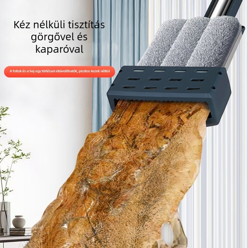 Alumínium ötvözetű lapos felmosó otthoni használatra, érintésmentes, megerősített kettős használat nedves és száraz tisztításra, nedvszívó padlótisztító eszköz