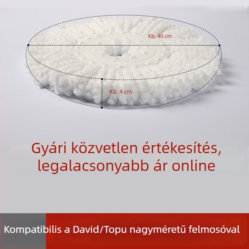 Kerek mop fej kettős sorokkal, 19 cm-es forgó fej, megvastagodott mikroszálas cserefej