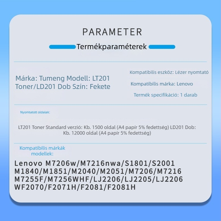 LT201 tonerkazetta kompatibil Lenovo M7206 S1801 7216NWA LJ2206