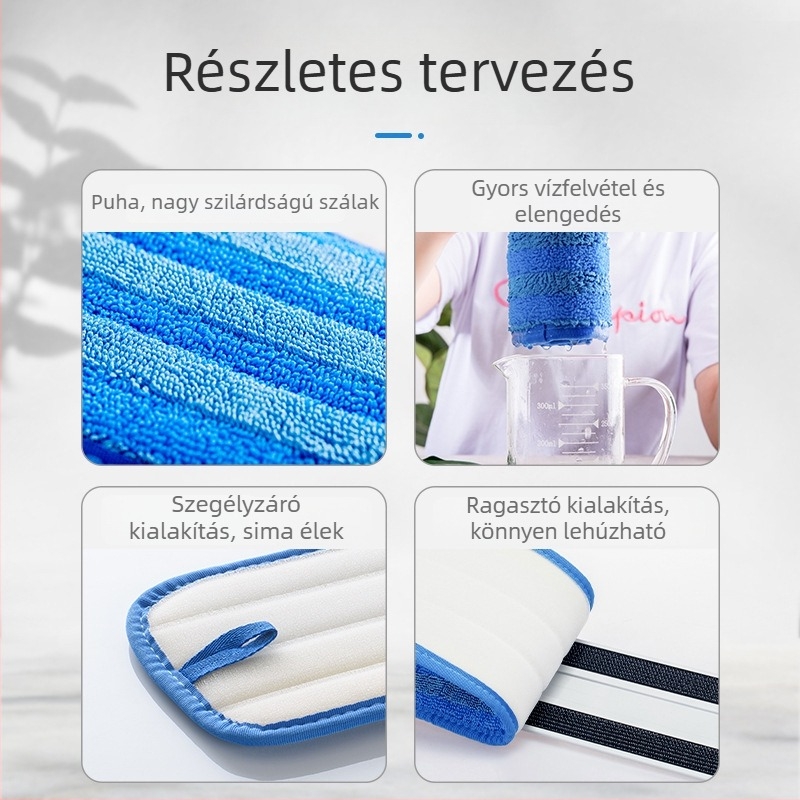 Háztartási mopfej, ragadós, padlóhoz, rendkívül nedvszívó, vastagodott tekercs kialakítású, cserélhető kendő