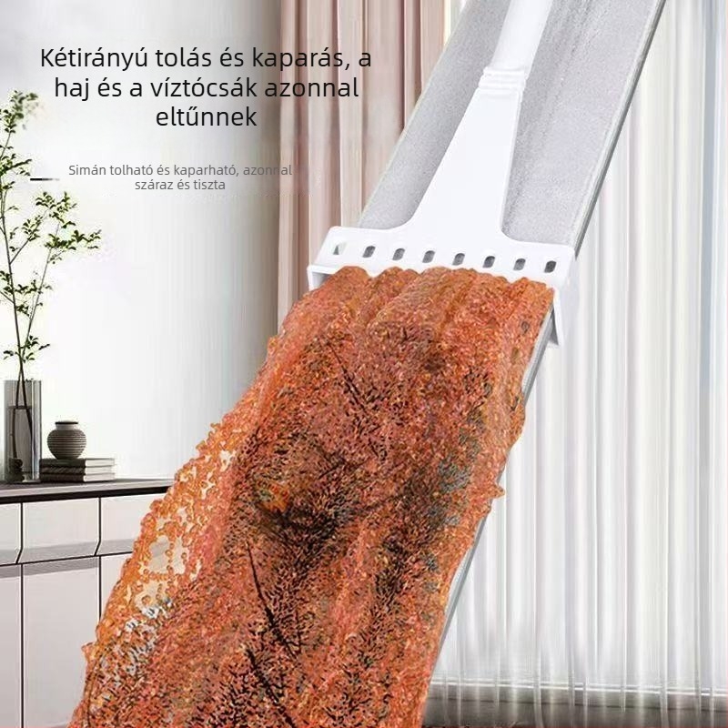 70 cm-es extralarge lapos mop otthoni használatra, fa padlóhoz, száraz és nedves tisztításra egyaránt, textilrögzítő klipekkel, nedvszívó mop