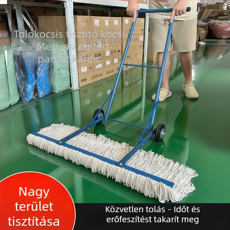 Kereskedelmi toló kocsi nagy terület tisztítására vastag pamut lapos felmosóval