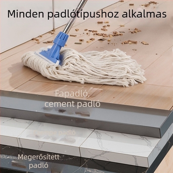 Fehér pamutfonalból készült mop fej műanyag klipszes rögzítéssel, környezetbarát anyagok, magas hatékonyságú vízfelvétel