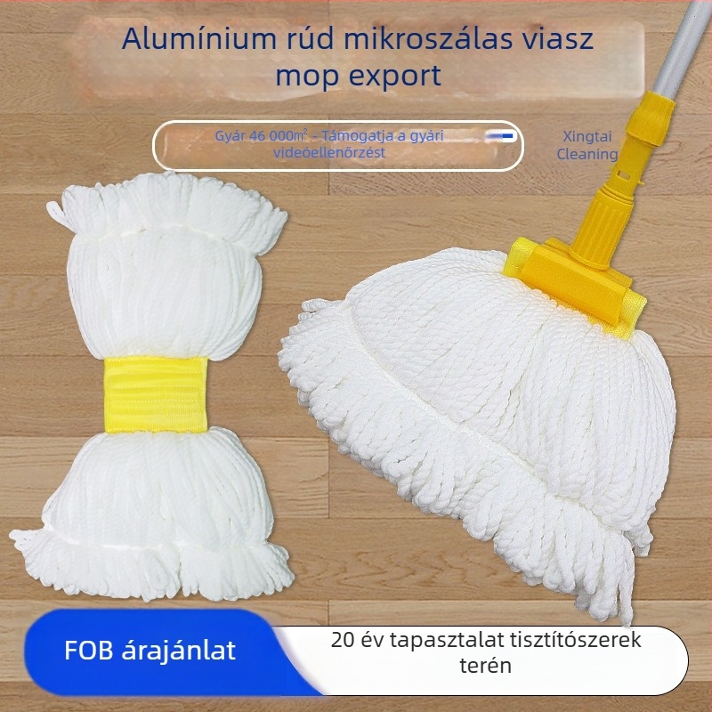 Egyedi OEM padló mop alumínium rúddal, csuklós fejjel és cserélhető mikroszálas ronggyal