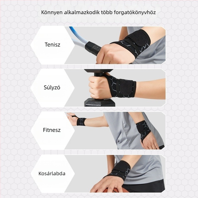 Légáteresztő kompressziós csuklópánt badmintonra, kosárlabdára és teniszre