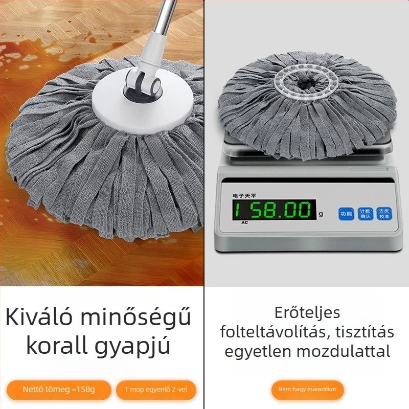 Univerzális forgó mop fej törölközőanyaggal, otthoni használatra, nedvszívó, folteltávolító, szöszmentes