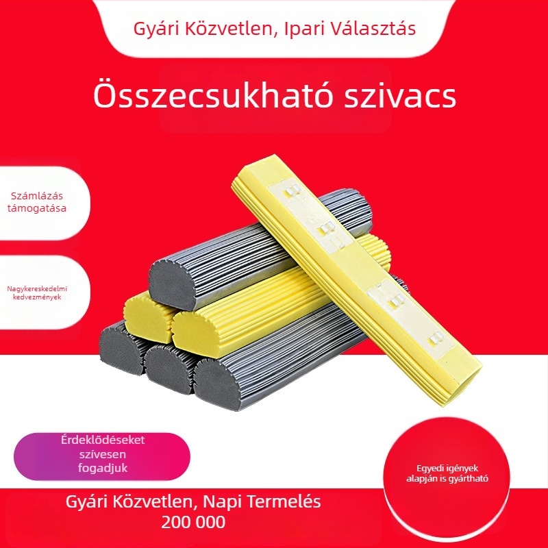 PVA abszorbens szivacsos mop fej – cserélhető, összecsukható, keskeny nyílású, univerzálisan kompatibil