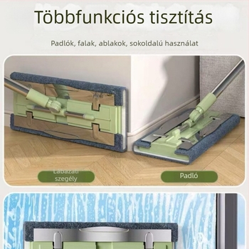 Textilklipszes lapos mop, mikroszálas, fa padlók tisztítására, egy darabból álló kivitel