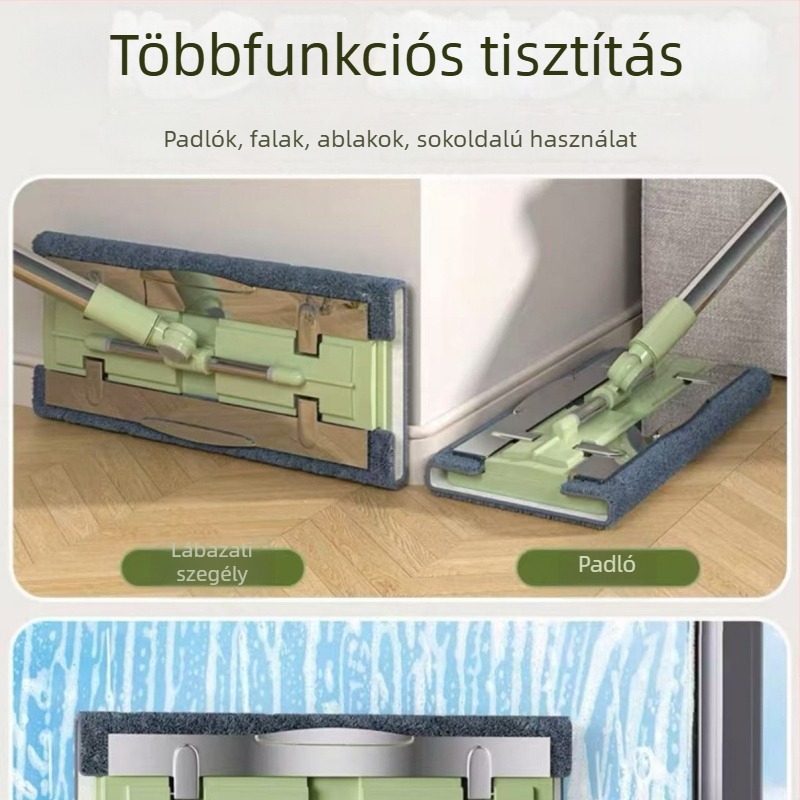 Textilklipszes lapos mop, mikroszálas, fa padlók tisztítására, egy darabból álló kivitel