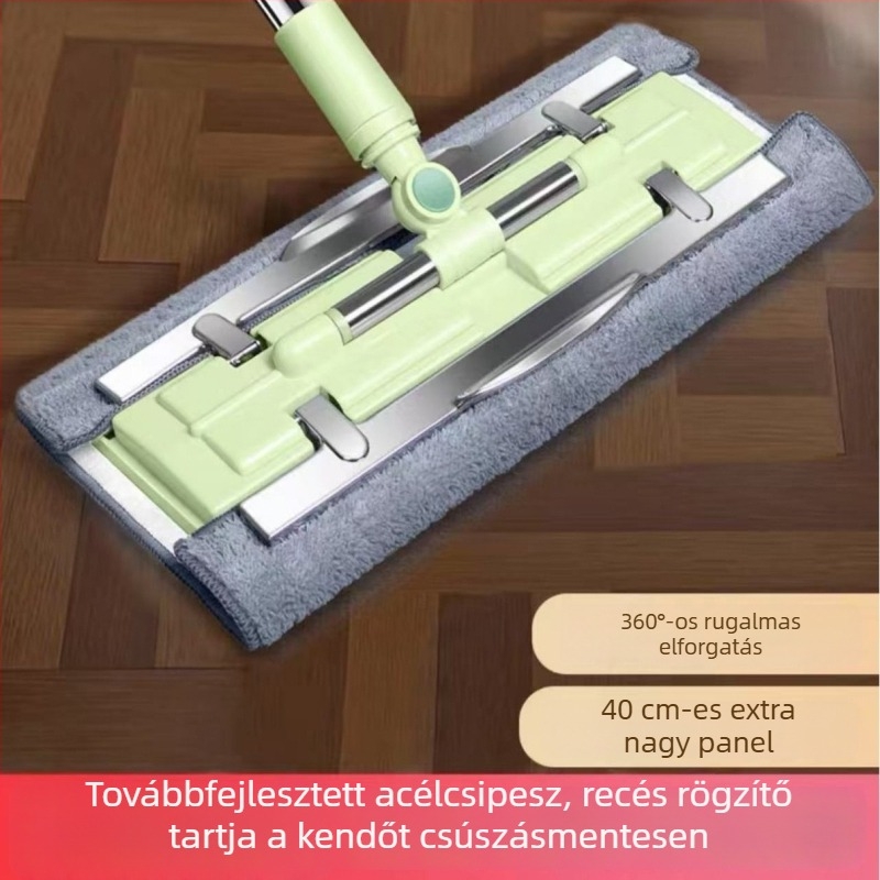 Textilklipszes lapos mop, mikroszálas, fa padlók tisztítására, egy darabból álló kivitel
