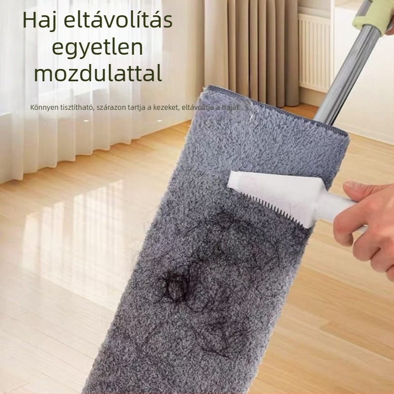 Textilklipszes lapos mop, mikroszálas, fa padlók tisztítására, egy darabból álló kivitel
