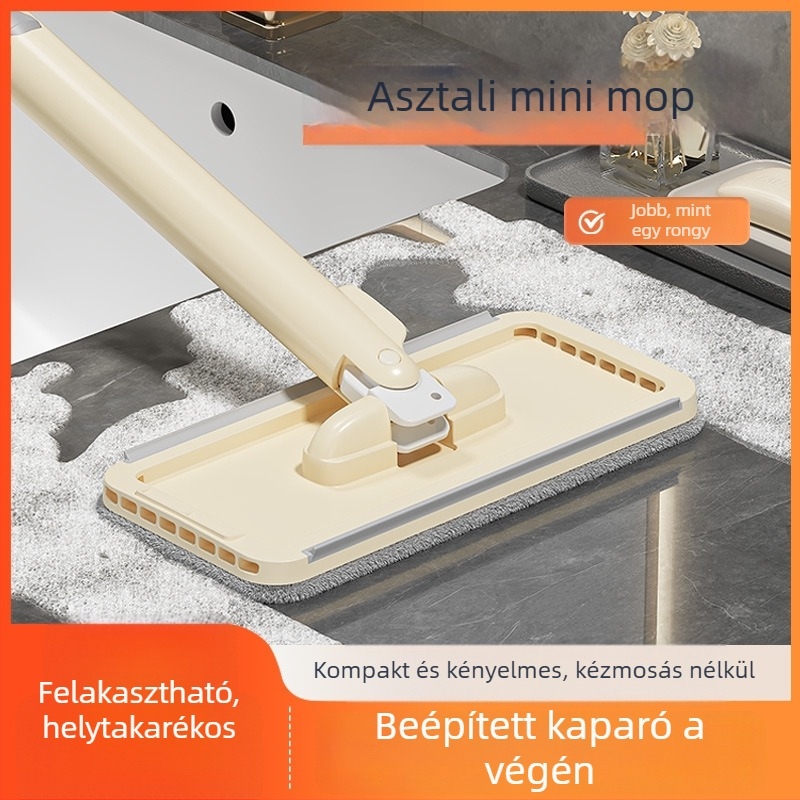 Egyszer használatos arctörölköző-mop, mini, többfunkciós, csipeszes rongy rögzítésével, lapos mop