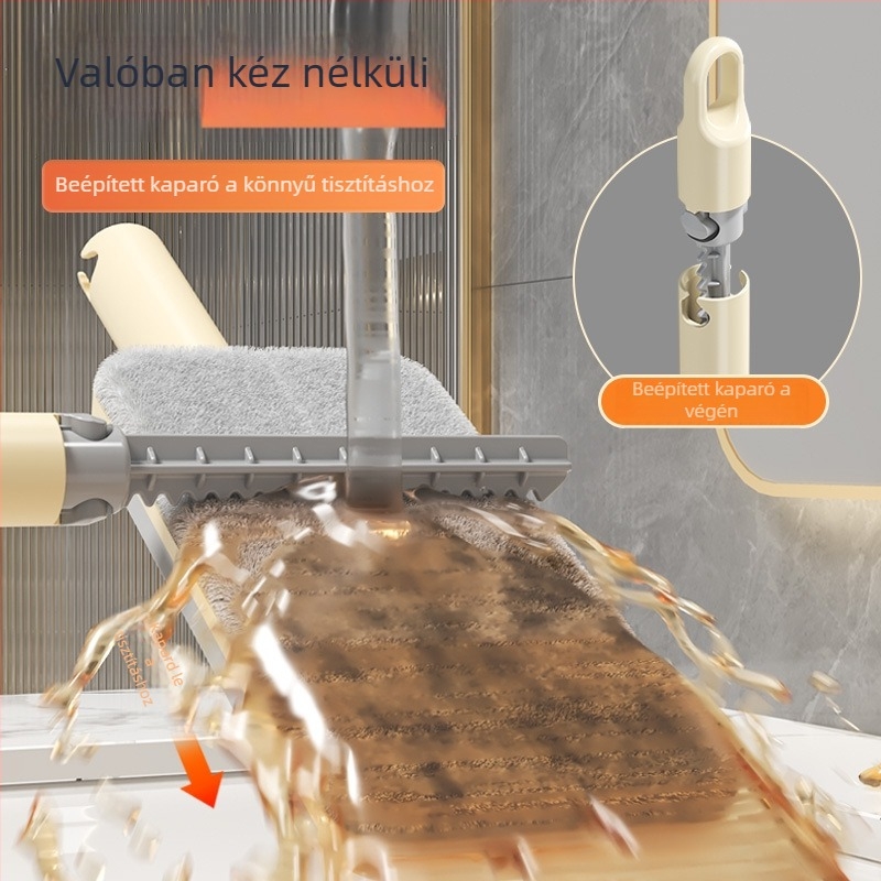 Egyszer használatos arctörölköző-mop, mini, többfunkciós, csipeszes rongy rögzítésével, lapos mop