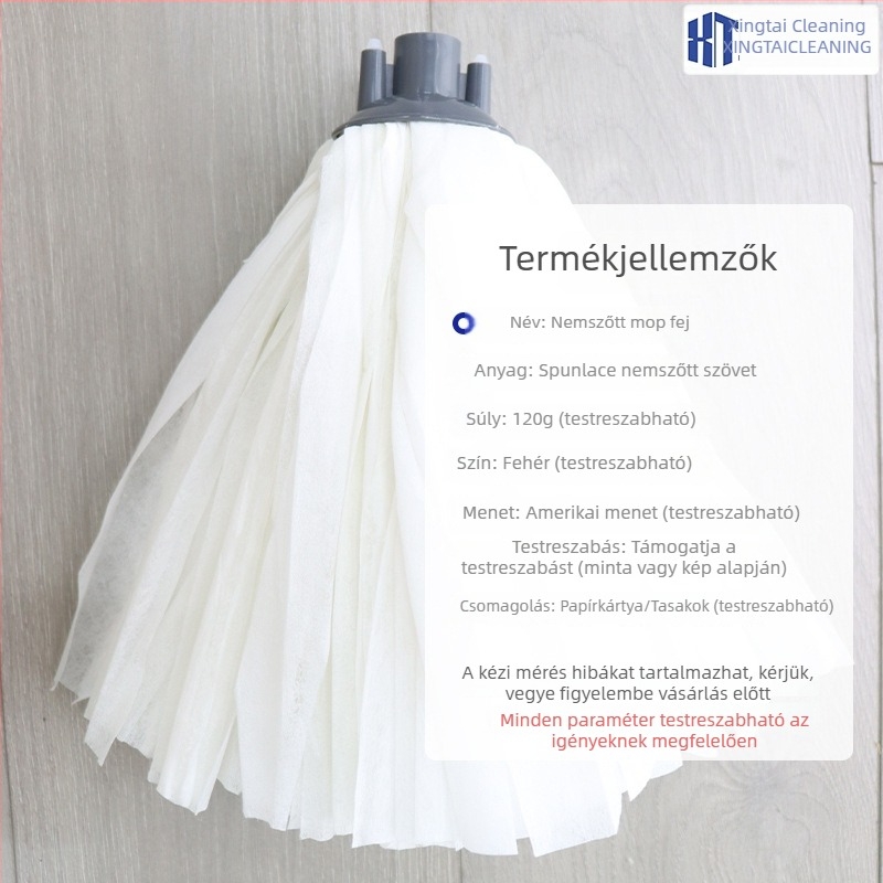 120 g nemszövött mopfej, kerek műanyag cserefej amerikai menettel, régi típusú mop, OEM testreszabás