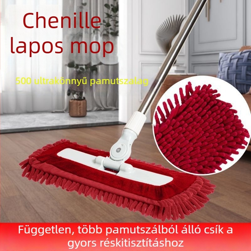 Chenille platte felmosó otthonra, szállodába és gyárba, nagy méret, kettős használat száraz és nedves tisztításra
