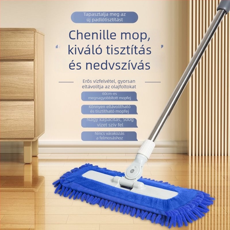 Chenille platte felmosó otthonra, szállodába és gyárba, nagy méret, kettős használat száraz és nedves tisztításra