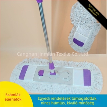 65 cm-es nagy sík felmosó forgó fejjel, rozsdamentes acél teleszkópos nyelet és pamutszálas kendő