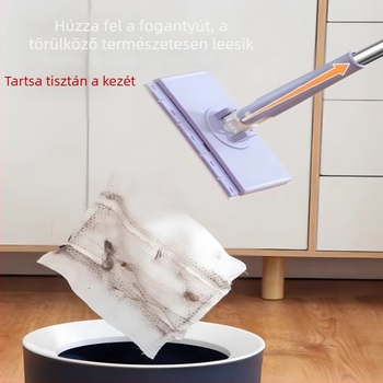 Kivehető mikroszálas lapos mop ruhával, csíptetővel, hosszabbítható, padlók és ablakok tisztításához kéz nélküli használathoz