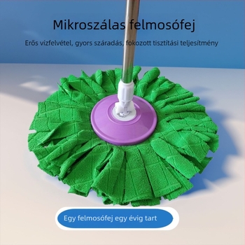 Kerek mop tál rotációs felmosóval és vödörrel, mikroszálas felmosófej, 16 cm-es univerzális tál