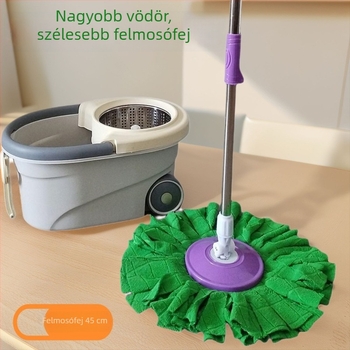 Kerek mop tál rotációs felmosóval és vödörrel, mikroszálas felmosófej, 16 cm-es univerzális tál
