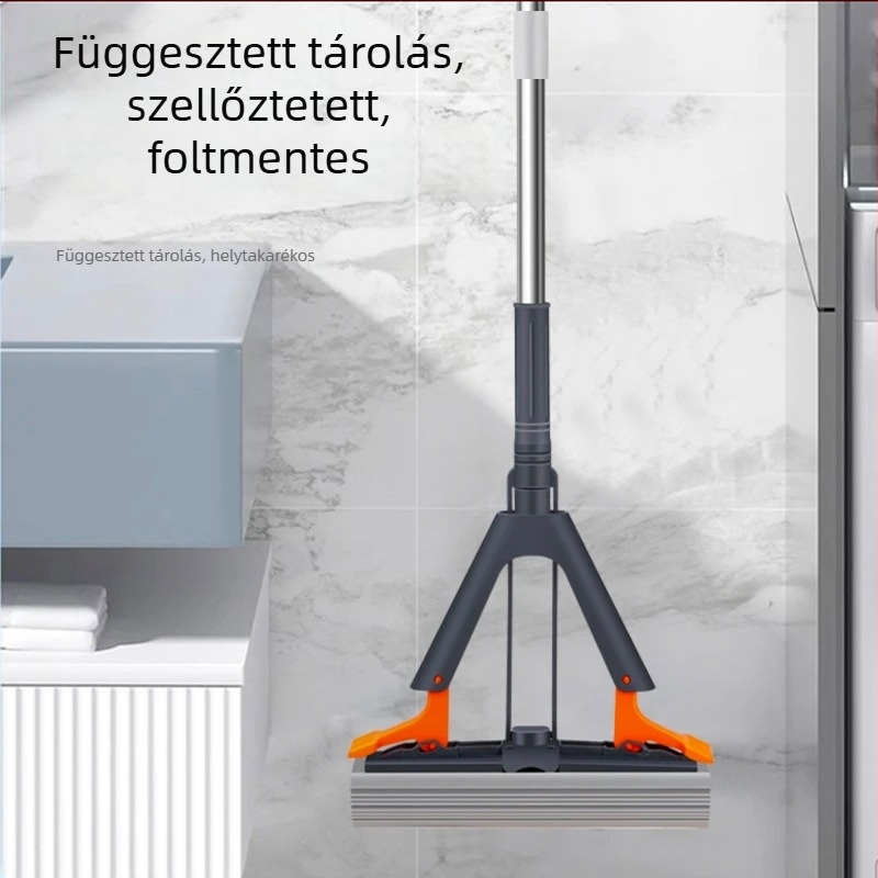 Félig hajtogatható mikroszálas mop vödörrel, dupla kinyomás, közvetlen húzás, érintés nélküli használat, beltéri fürdőszobához