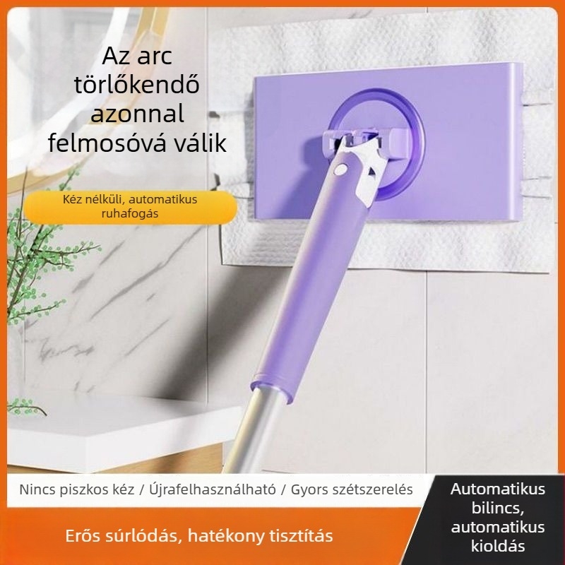 Új, többfunkciós felmosó, kéz nélküli használat, lapos fejű felmosó, ruhaklipszes kendővel, otthoni használatra